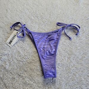 NWT Lahana La Hana String Bikini Swim Bottom Women's Large Purple Desert Stripe